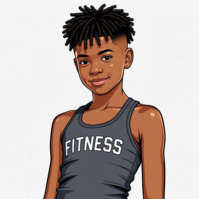 African-American boy in fitness tank top
