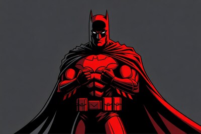 Red Batman Illustration Standing Fiercely