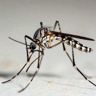 Striped Mosquito on White Background