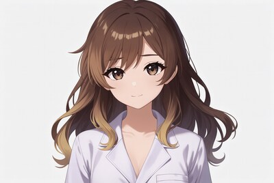 Anime girl in white lab coat