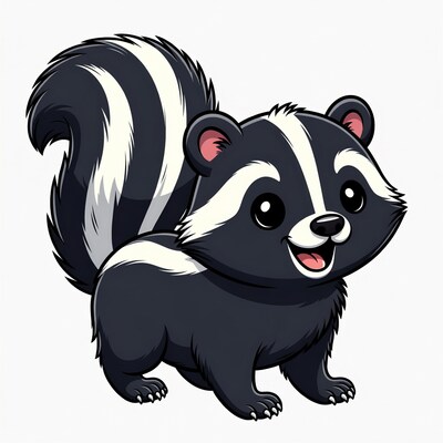 Cute cartoon skunk smiling