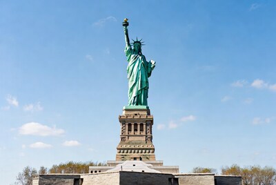 Statue of Liberty against blue sky