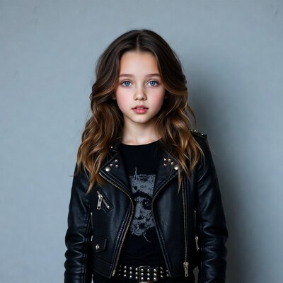 Girl in leather jacket