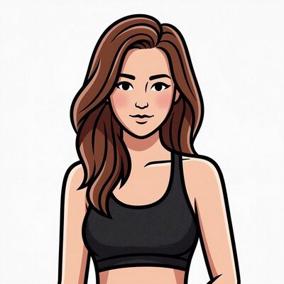Asian woman in black sports bra illustration