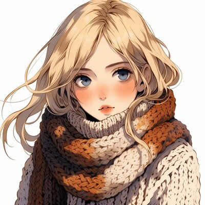 Blonde anime girl in scarf