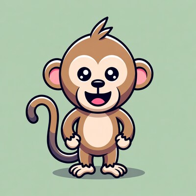 Cute cartoon monkey smiling