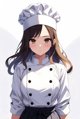 Anime girl in chef uniform
