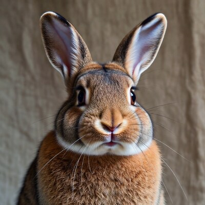 Closeup of cute brown bunny