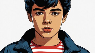 Young man in striped shirt illustration