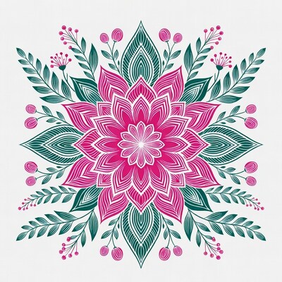 Pink Lotus Flower Mandala Illustration