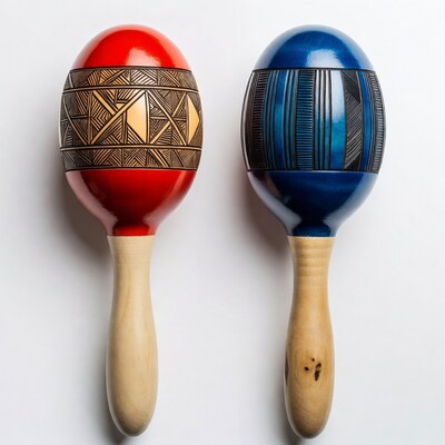 Red and Blue Maracas Pair
