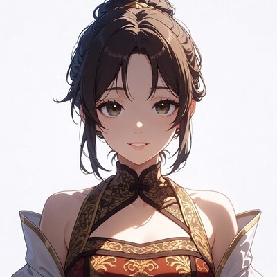 Anime girl in red qipao