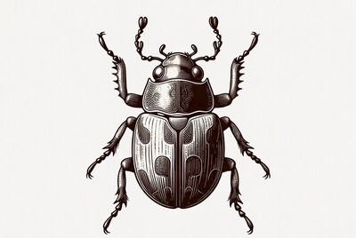 Engraved Scarab Beetle Illustration