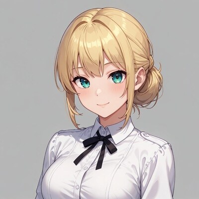 Blonde anime girl in white shirt