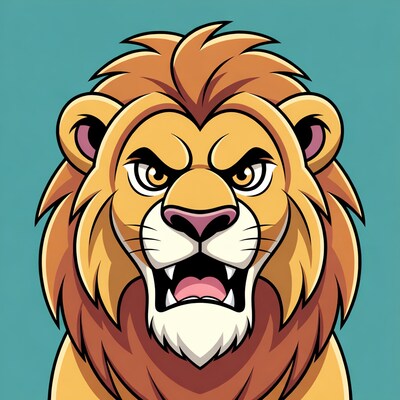 Roaring cartoon lion illustration