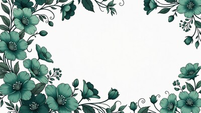 Emerald Green Floral Border Illustration