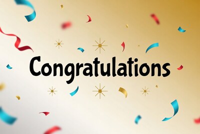 Congratulations with Confetti and Ribbons