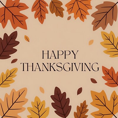 Happy Thanksgiving Autumn Leaves Illustration