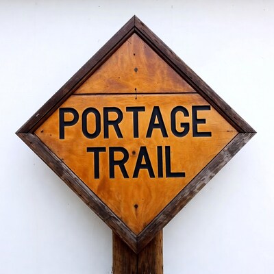 Portage Trail Wooden Sign