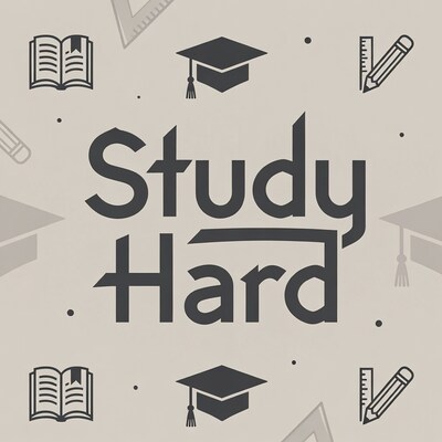 Study Hard Typography with School Icons