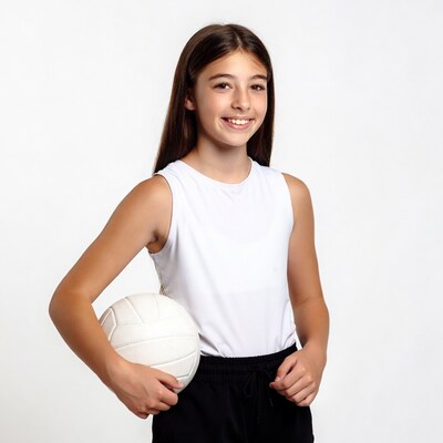 Girl holding volleyball