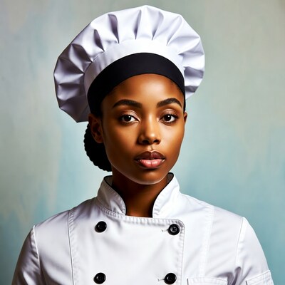 African-American woman in chef uniform