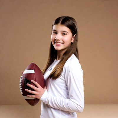 Girl holding football