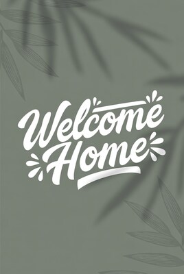 Welcome Home Text with Palm Leaves