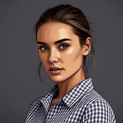 Woman in checkered shirt portrait