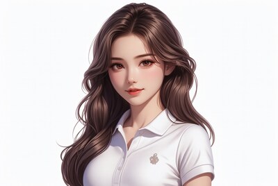 Anime girl in white polo shirt