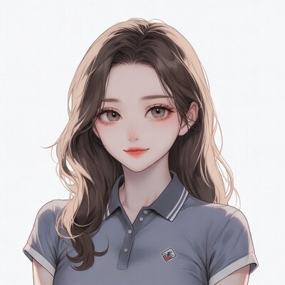 Anime girl in gray polo shirt