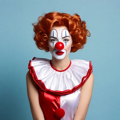 Clown woman with red hair
