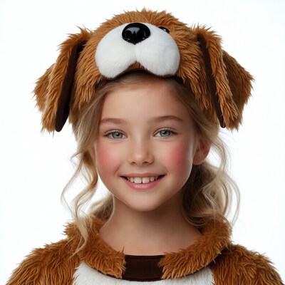 Girl in brown dog costume