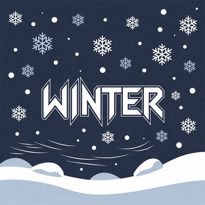 Winter Text with Snowflakes
