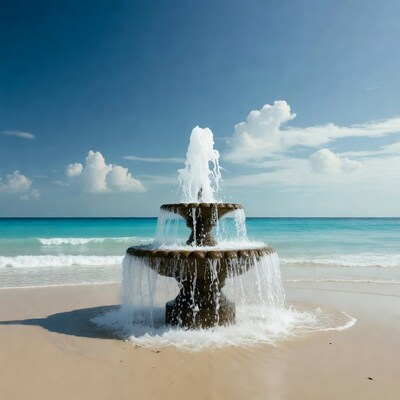 Fountain on tropical beach