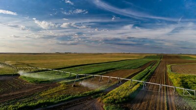 Aerial view of center pivot irrigation