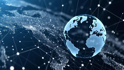 Glowing Earth Globe in Digital Network