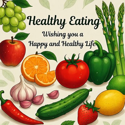Healthy Eating Fruits Vegetables Illustration