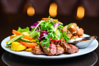 Grilled Steak with Vegetables and Salad