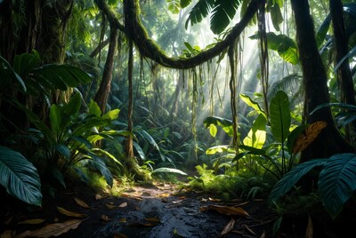 Lush Jungle Path with Vines