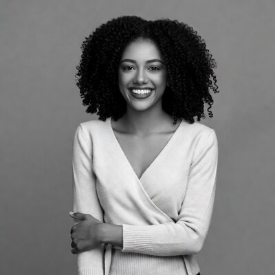 Smiling African-American woman with curly hair