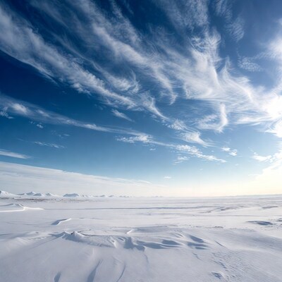Snowy landscape with blue sky