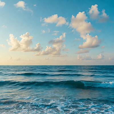 Ocean waves under cloudy sky