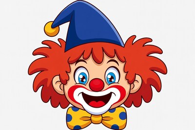Cartoon Clown with Red Hair