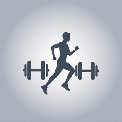 Man running with dumbbells silhouette