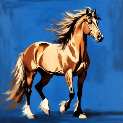 Palomino horse with flowing mane