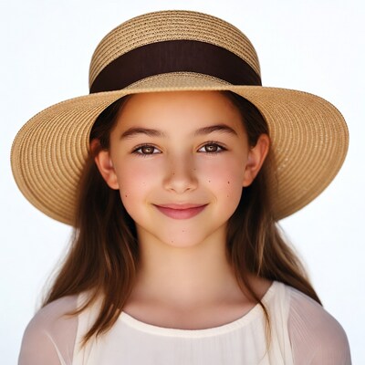 Girl wearing straw hat