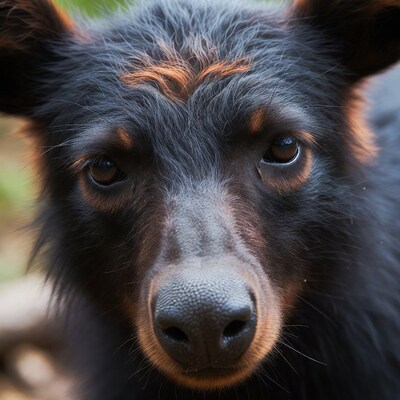 Closeup black bear cub face