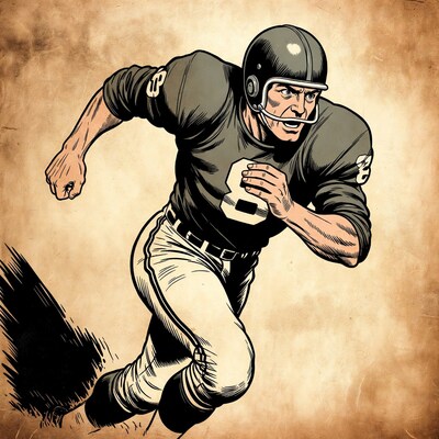 Running football player illustration