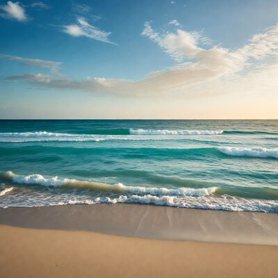 Ocean waves crashing on sandy beach